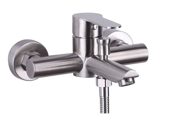 Silver Luster Stainless Steel Hot Cold Bathroom Faucet ร่วมสมัย