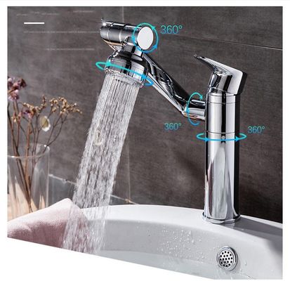 Electroplating 360 Degree Swivel Gold Bathroom Faucet Single Handle Sink Faucet Preservative
