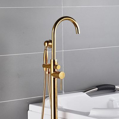 OEM ODM Gold Floor Mounted Bathtub Faucet Beautiful Floor Mount Tub Faucet TUV